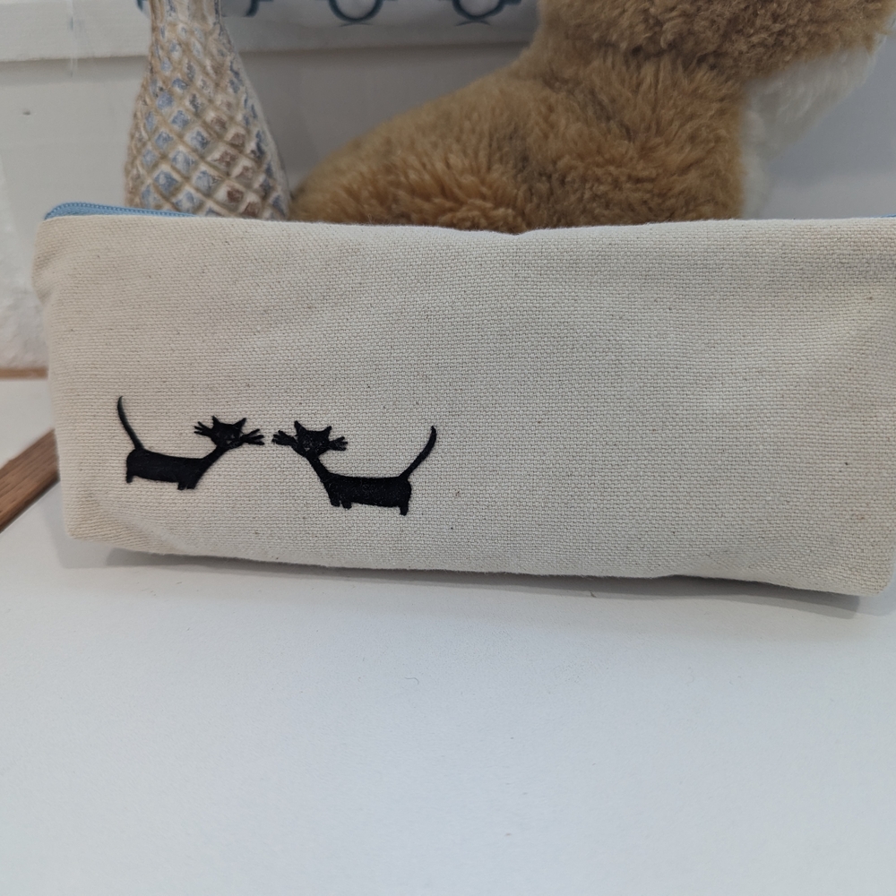 Zipper Canvas Pencil Case with Cat Design